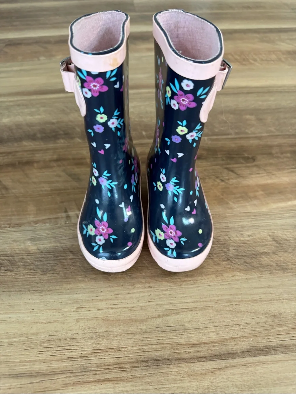 Kids Floral Rain Boots - Pink Accents